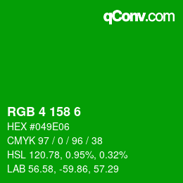 Color code: RGB 4 158 6 | qconv.com