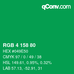Color code: RGB 4 158 80 | qconv.com