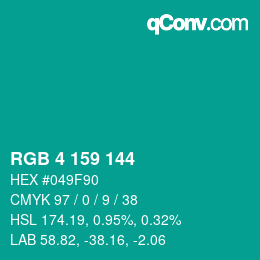 颜色代码: RGB 4 159 144 | qconv.com