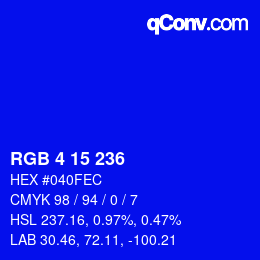 Color code: RGB 4 15 236 | qconv.com