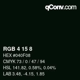 Color code: RGB 4 15 8 | qconv.com