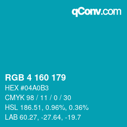 Color code: RGB 4 160 179 | qconv.com