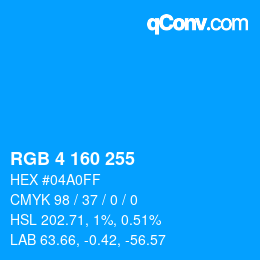 Color code: RGB 4 160 255 | qconv.com