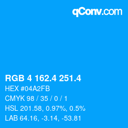 カラーコード: RGB 4 162.4 251.4 | qconv.com
