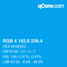 カラーコード: RGB 4 162.8 236.4 | qconv.com