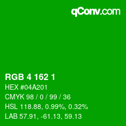カラーコード: RGB 4 162 1 | qconv.com