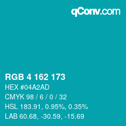 Color code: RGB 4 162 173 | qconv.com