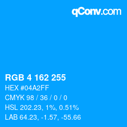 カラーコード: RGB 4 162 255 | qconv.com