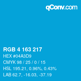 Color code: RGB 4 163 217 | qconv.com
