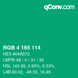 Color code: RGB 4 165 114 | qconv.com
