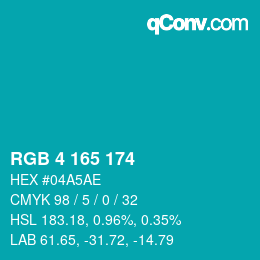 Color code: RGB 4 165 174 | qconv.com