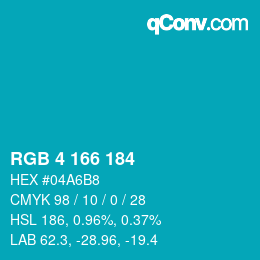 Color code: RGB 4 166 184 | qconv.com