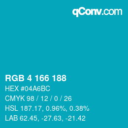 カラーコード: RGB 4 166 188 | qconv.com