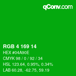 Color code: RGB 4 169 14 | qconv.com