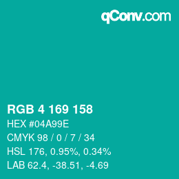 Color code: RGB 4 169 158 | qconv.com