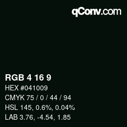 カラーコード: RGB 4 16 9 | qconv.com