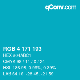 Color code: RGB 4 171 193 | qconv.com