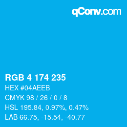 Color code: RGB 4 174 235 | qconv.com