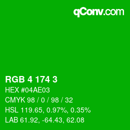 Color code: RGB 4 174 3 | qconv.com