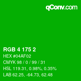 カラーコード: RGB 4 175 2 | qconv.com
