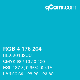 カラーコード: RGB 4 178 204 | qconv.com