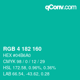 Color code: RGB 4 182 160 | qconv.com