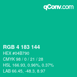 Color code: RGB 4 183 144 | qconv.com