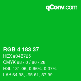 カラーコード: RGB 4 183 37 | qconv.com