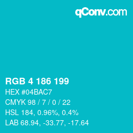 Color code: RGB 4 186 199 | qconv.com