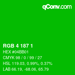 Color code: RGB 4 187 1 | qconv.com
