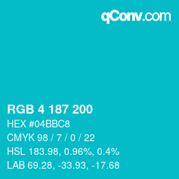 Color code: RGB 4 187 200 | qconv.com