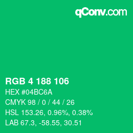 Color code: RGB 4 188 106 | qconv.com