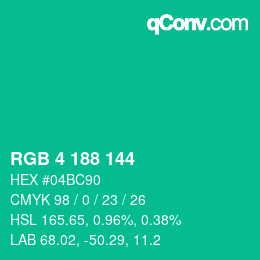 Color code: RGB 4 188 144 | qconv.com