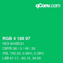 Color code: RGB 4 188 97 | qconv.com