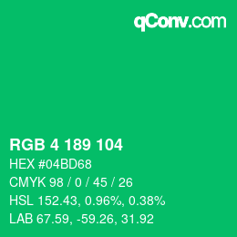 Color code: RGB 4 189 104 | qconv.com