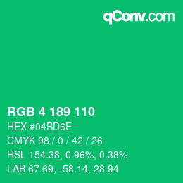 Color code: RGB 4 189 110 | qconv.com