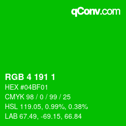 Color code: RGB 4 191 1 | qconv.com