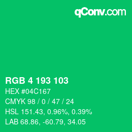 カラーコード: RGB 4 193 103 | qconv.com