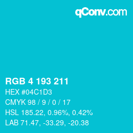Color code: RGB 4 193 211 | qconv.com