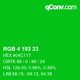 カラーコード: RGB 4 193 23 | qconv.com