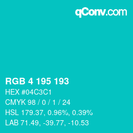 カラーコード: RGB 4 195 193 | qconv.com