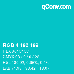 Color code: RGB 4 196 199 | qconv.com