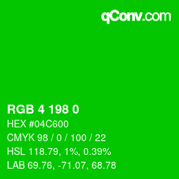 Color code: RGB 4 198 0 | qconv.com