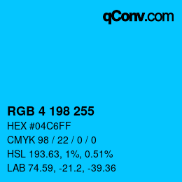 Color code: RGB 4 198 255 | qconv.com