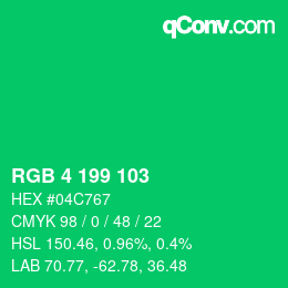 Código de color: RGB 4 199 103 | qconv.com