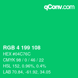 カラーコード: RGB 4 199 108 | qconv.com