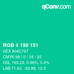 Color code: RGB 4 199 151 | qconv.com