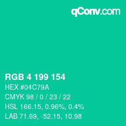Color code: RGB 4 199 154 | qconv.com