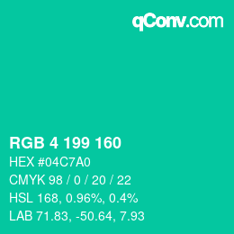 Color code: RGB 4 199 160 | qconv.com