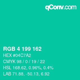 Color code: RGB 4 199 162 | qconv.com